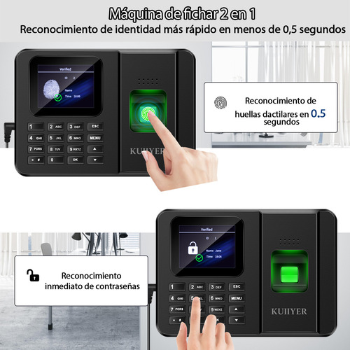 Reloj Checador Huella Biométrico Digital Kuiiyer Soporte Para 12 Idiomas Y Voz Aisoporte Para El Reconocimiento De Huellas Dactilares Reconocimiento De Pin Soporte Para Exportar Datos Por Usb