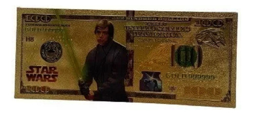 Billete Plata De Coleccion Star Wars Luke Skywalker Feng Oro