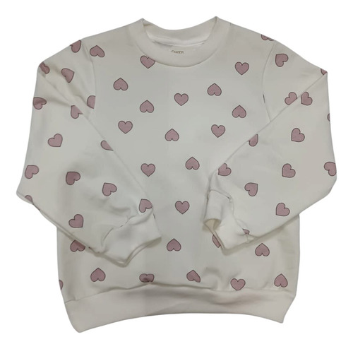 Buzo De Nena Frisado Estampado Corazones Santos Bambinos