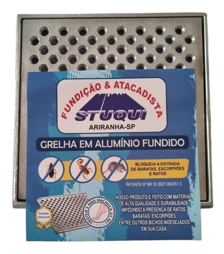 Ralo Grelha Em Alumínio Anti Inseto 20cmx20cm Alumínio