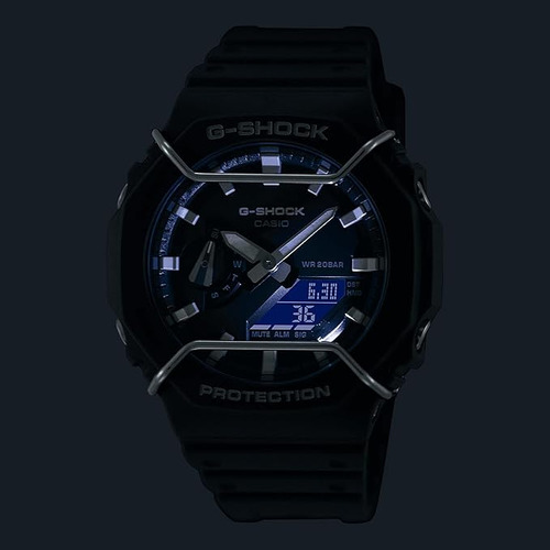Correa de reloj Casio G-shock Carbon Core Con Protectores GA-2100PTS-8adr Color gris oscuro Bisel gris oscuro Fondo Negro