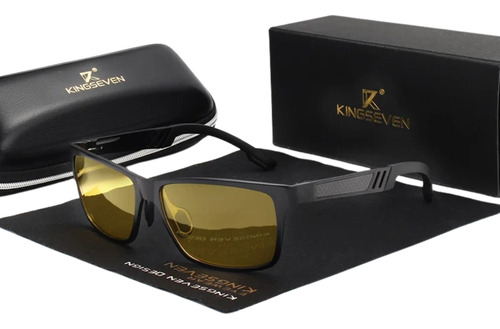 Óculos De Sol Kingseven Masculino Esportivo Polarizado Cor Preto E Amarelo