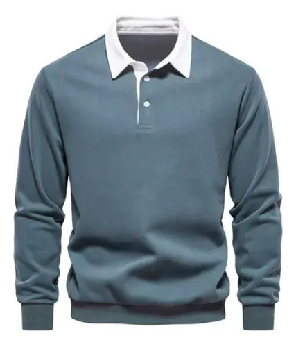 Sudadera Con Botones Y Cuello Polo Y Manga Larga Para Hombre