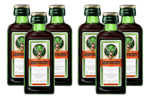 Licor Fino Alemão Jagermeister 20ml Original Miniatura 6un
