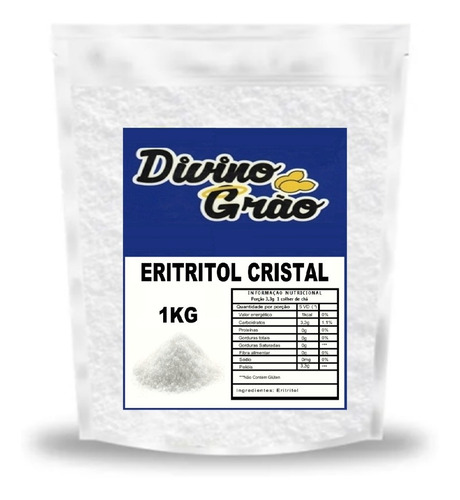 Eritritol Cristal Adoçante Natural Puro 1kg - Importado