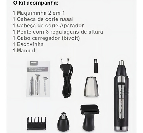 Lamina Com Aparelho De Tirar Pelo Nariz Barba Bigode Kemei Cor Outro