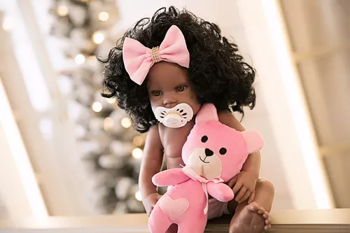 Bebê Reborn Original Menina Linda Negra 100% Silicone Banho