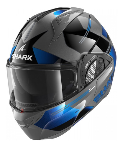 Casco Abatible Para Moto Shark Evo Gt Tekline Azul/ Plata