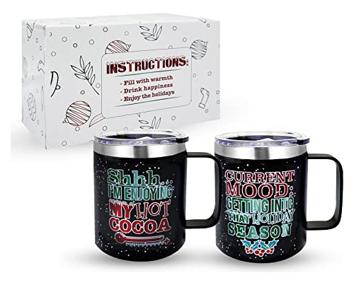 Rocky Leaf Christmas Mugs Set De 2  12oz Tazas De Lpd4m