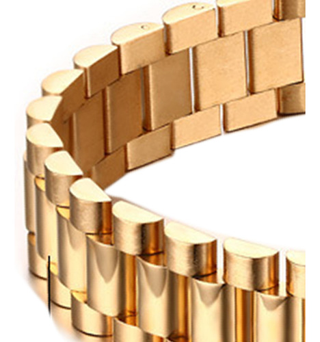 Pulsera Acero Inoxidable Simple Cadena De Moda Color Oro