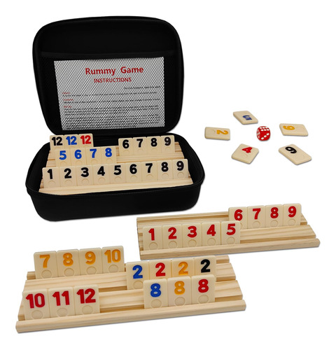 Uvcany Juego De Cubo Rummy Con 4 Bastidores De Madera/bande.