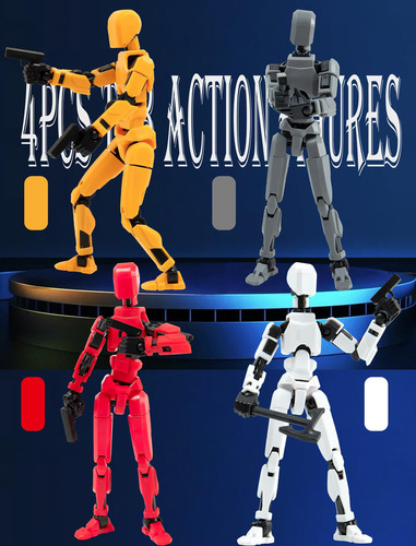 Ha Juego De 4 Figuras De Acción Titan T13 Ensambladas Lucky