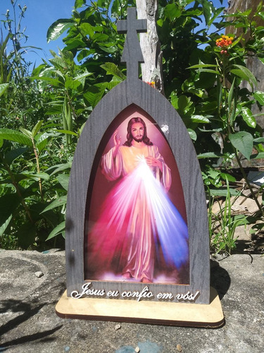 Capela Jesus Misericordioso Quadro Santos Catolico Kit 2unid