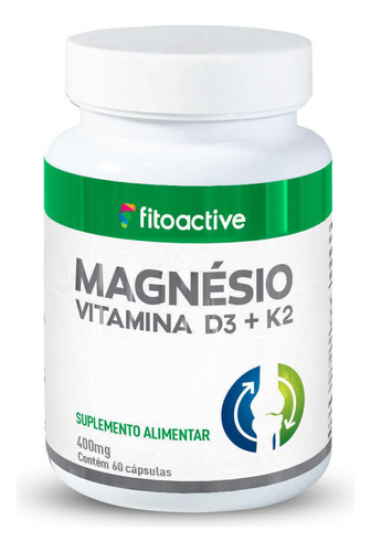 Magnésio Vitamina K2 E Vitamina D3 400 Mg 60 Caps Fitoactive