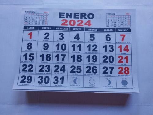 Tacos Calendarios 1/8  Mensual- 50  Unidades-tamaño 27 X 19