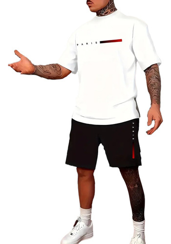 Conjunto De Hombre Casual 2 Piezas Playeras Y Pantalón Ancho