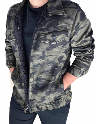 Imagem 6 de 9 de Jaqueta Sarja Jeans Masculina Forro Com Pelo Premium