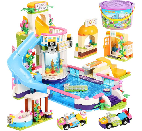 Friends Summer Pool Party Toy Pool Building Set Para Niñas 6