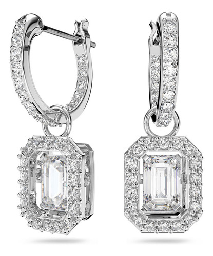 Aretes Millenia Octogonal Blancas Bano Rodio