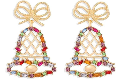 Aretes Arbol Navidad Con Diamantes Diseño Campana Muñeco Nie