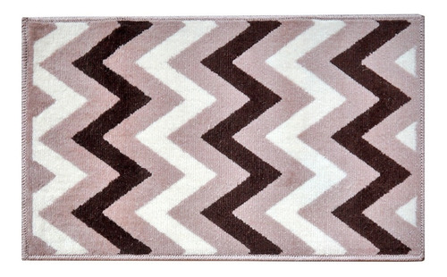 Imagen 3 de 6 de Alfombra Carpeta Moderna Zig Zag Costado Cama 50x80 Tierra