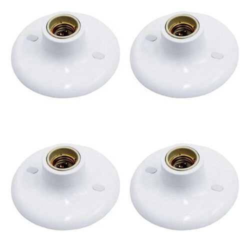 Kit 4 Plafons Plástico Branco Soquete E 27 Porcelana Fazplas