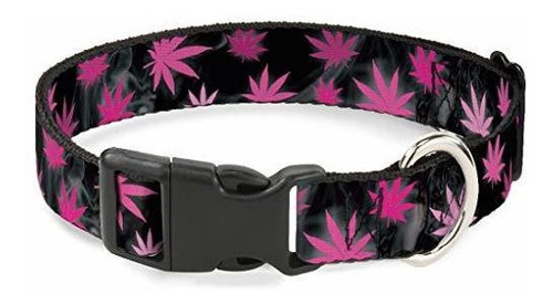 Cat Collar Breakaway - Pot Leaves Smoke Black Pink White - N