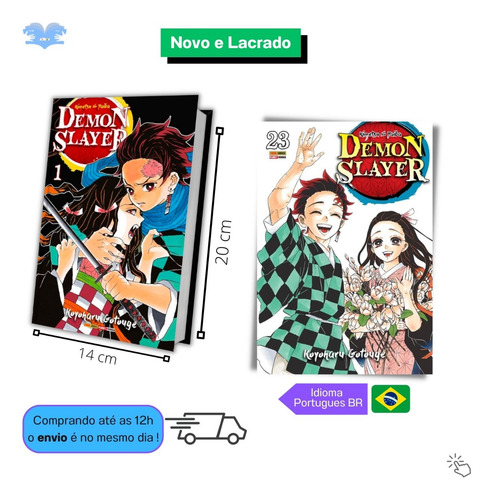 Kimetsu No Yaiba Mangá Vol. 1 Ao 23 + 5 Volumes Extras - Demon Slayer Coleção Completa Em Português