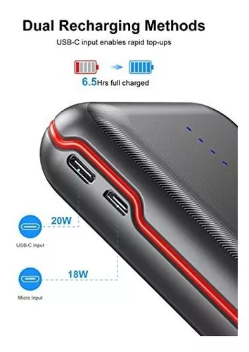 Power Bank 4 salidas USB Power Delivery 20W + Quick charge 22.5W 30000mAh
