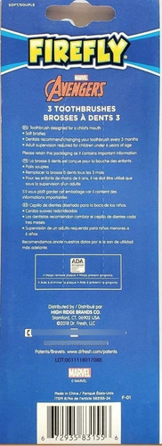 Firefly Vengadores Paquete De Cepillos De Dientes (3) Kit De