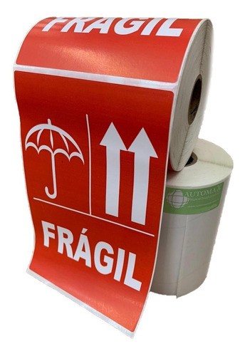 2500 Etiqueta Cuidado Frágil Este Lado Para Cima Cor Vermelho