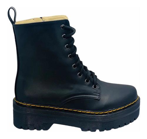 Botas Plataforma Moda Rock Negro Hilo Amarillo