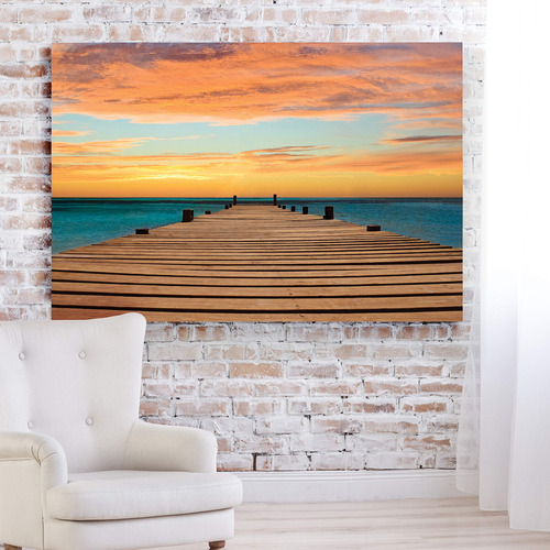 Decoración Moderna En Lienzo Atardecer En Aruba 30 X 45 Cm
