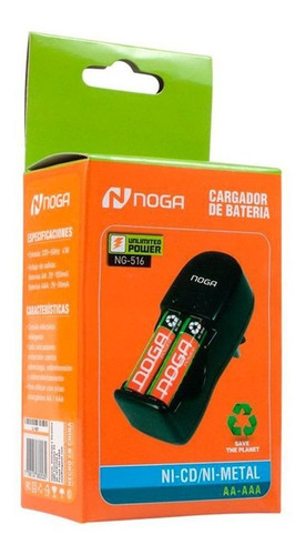 Imagen 2 de 2 de Cargador De Pilas Aa Aaa Noga Ng-516 220v Leds De Carga