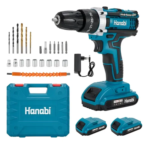 Parafusadeira Furadeira Impacto 2 Baterias Profissional 21v Azul-...