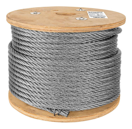 Cable De Acero 1/2' Rígido 7x7 Hilos Carrete 75 M