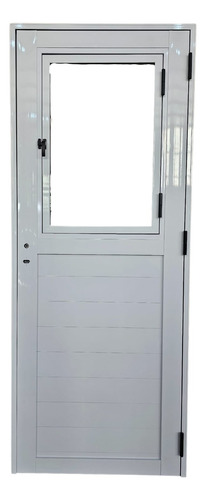 Puerta Exterior Aluminio Blanco 1/2 Vidrio Entero De Abrir!!