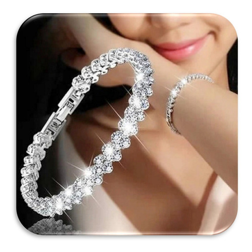Pulseira Pedra Zircônia Aço 316l Prateada Luxo Com Garantia