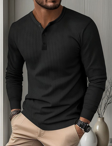 Polera Básica Para Hombre, Estilo Gofre Casual, Polera Henry