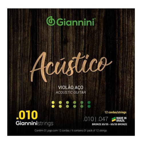 Giannini (brasil),  Encordado Acústica 12 Cuerdas .010