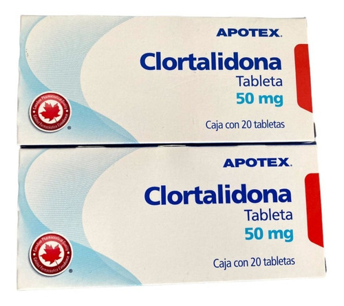 2 Cajas De Clortalidona Apotex 50mg 20 Tabletas Cu