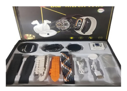 Reloj Inteligene Mas Audifonos Bluetooth Mas Correas Gris Milanese Al Azar Blanco