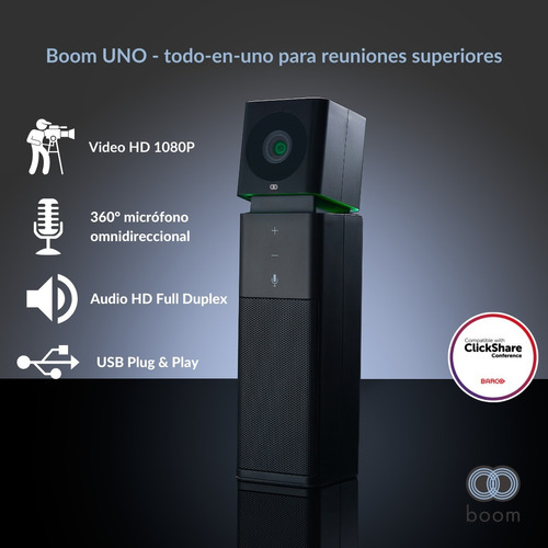Webcam Boom Uno Pro Con Altavoz Para Videoconferencias Hd 
