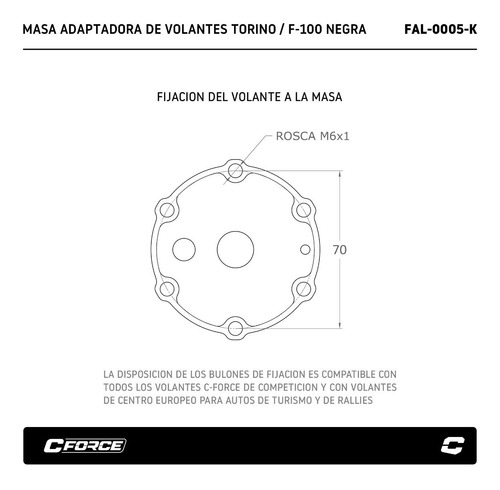 Masa Adaptadora Volante Negro Chevrolet 400 Chevy Collino