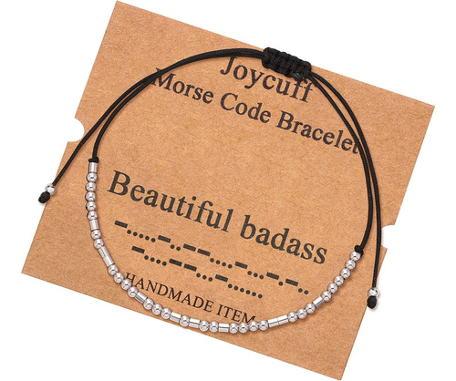 Joycuff Brave Morse Code Pulseras Para Mujeres, Adolescentes