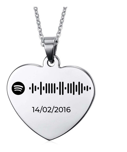 Collar Corazón Spotify Grabado Láser Canción Personalizado