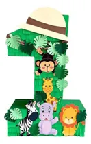 Comprar Piñata Safari Verde De Cartón - Arcoirispapel Verde Lima Safari Animales Piñata Número Safari Verde Grande