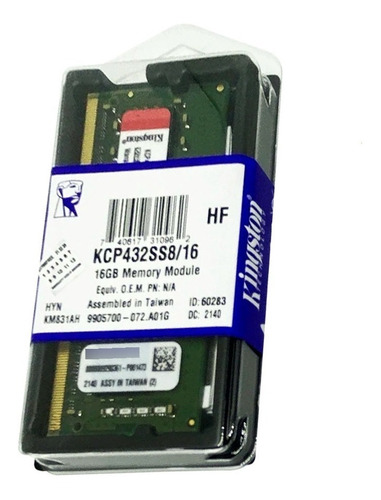 Memoria Kingston 16gb Ddr4 3200 Sodimm Kcp432ss8/16