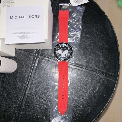 Reloj Michael Kors Mk8973 Rojo Con Negro Hombre Original