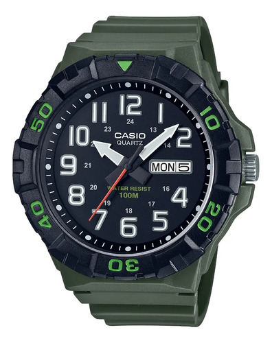 Reloj Casio Hombre Malla Verde Esfera Negra Febo